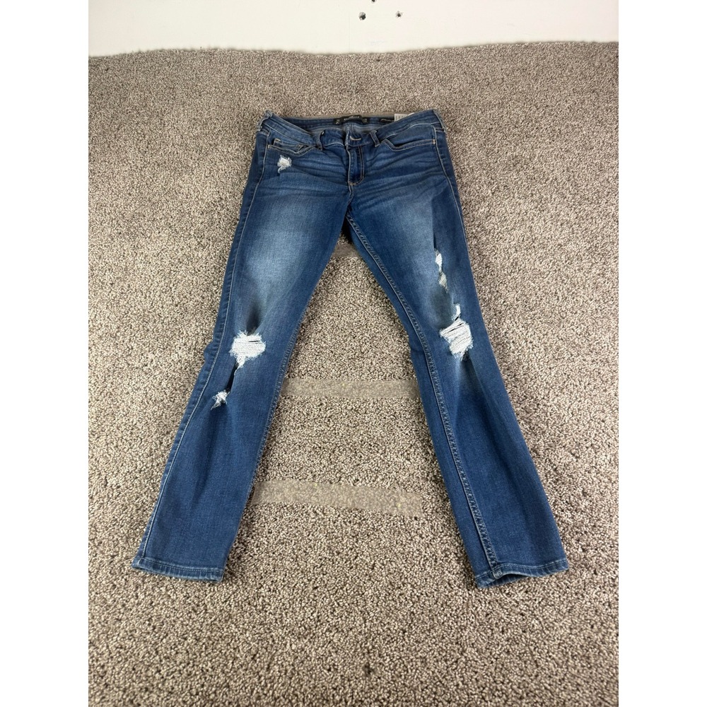 Hollister California Low Rise Super Skinny Crop Women's Blue Denim Jeans Size 7R